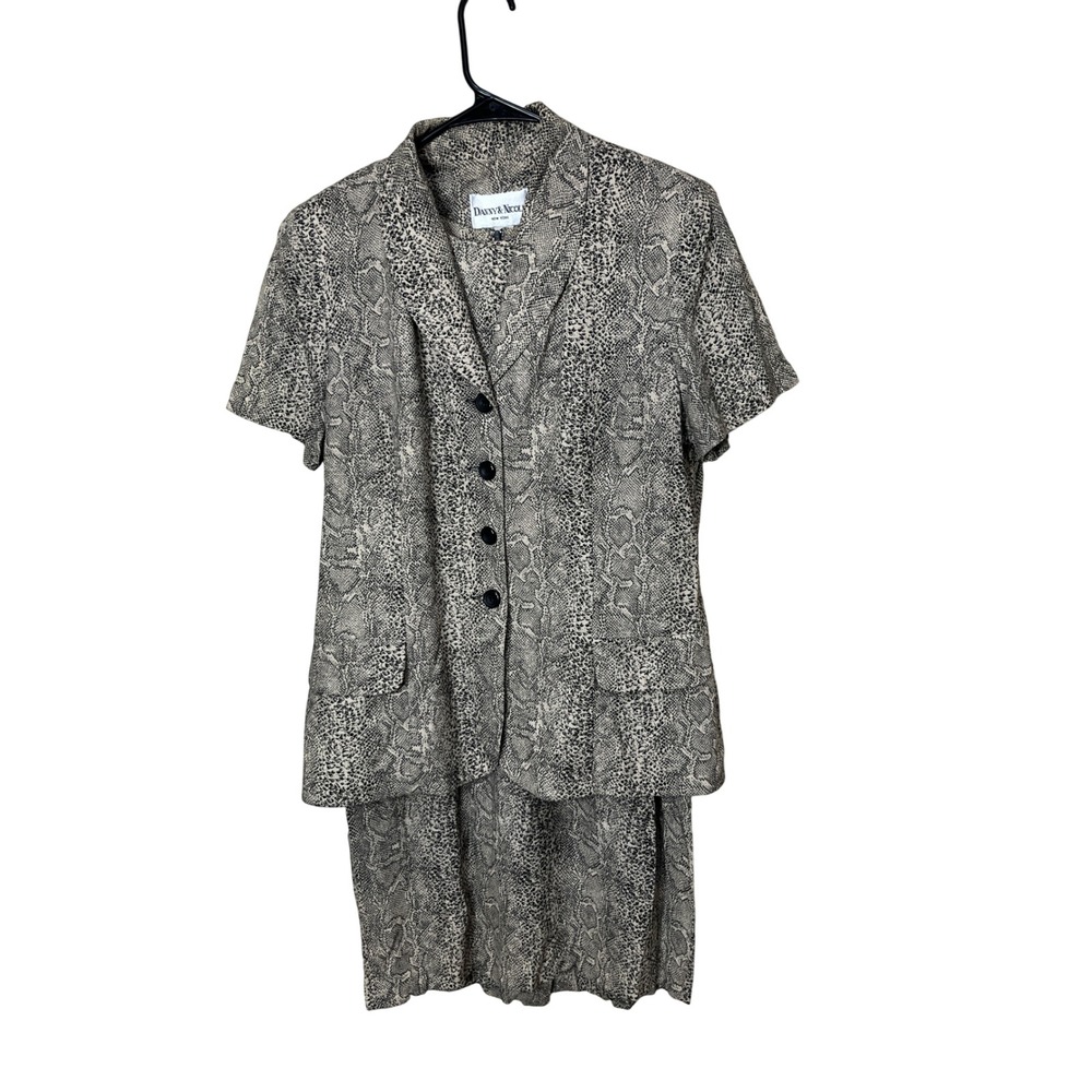Vintage DANNY &‎ NICOLE NEW YORK Snake Print blazer dress set Petite Size 10